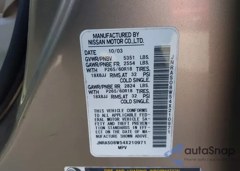 2004 Infiniti Fx35 from USA, damaged, VIN JNRAS08W54X210971